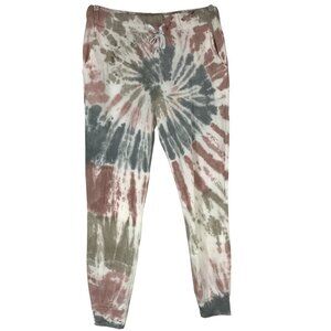 SENZA TEMPO - WOMEN'S LARGE- RUST & GRN WHITE TIE DYE JOGGER PANTS